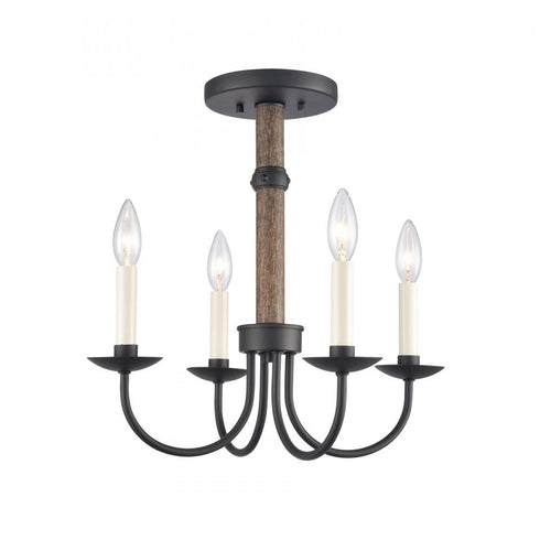 Elk Neville 20 Inch Wide 4 Light Semi Flush Mount Charcoal Black Model: 89704/4