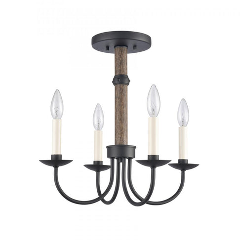 Elk Neville 20 Inch Wide 4 Light Semi Flush Mount Charcoal Black Model: 89704/4
