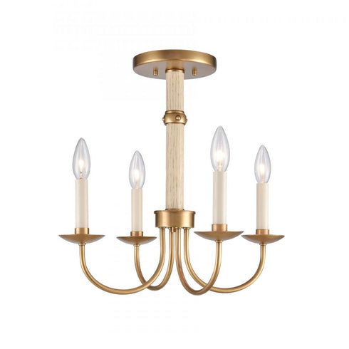 Elk Neville 20 Inch Wide 4 Light Semi Flush Mount Natural Brass Model: 89714/4
