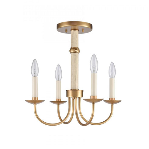 Elk Neville 20 Inch Wide 4 Light Semi Flush Mount Natural Brass Model: 89714/4