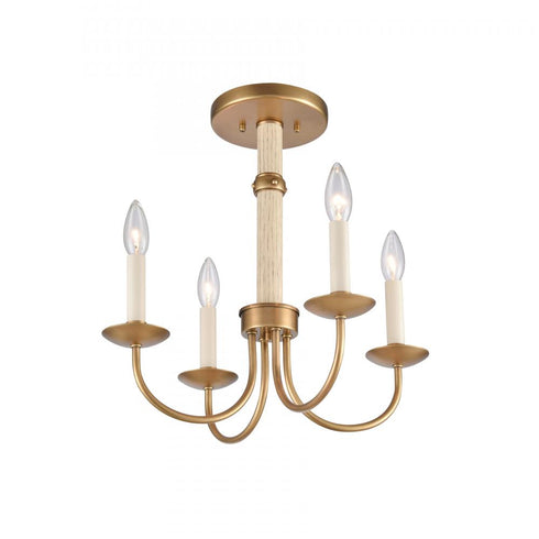 Elk Neville 20 Inch Wide 4 Light Semi Flush Mount Natural Brass Model: 89714/4