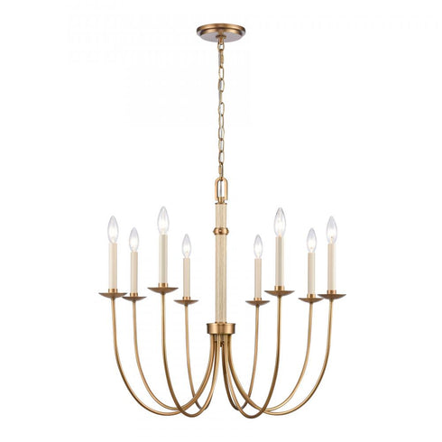 Elk Neville 28 Inch Wide 8 Light Chandelier Natural Brass Model: 89718/8