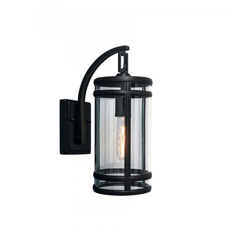Elk New Yorker 14 Inch High 1 Light Outdoor Sconce in Acid Dipped Black Model: 1190-ADB-CL