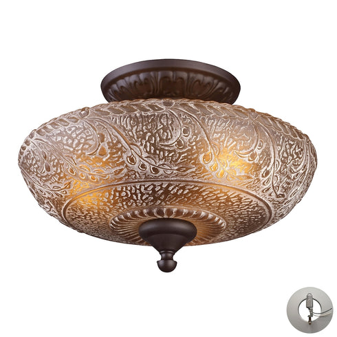 Elk Norwich SEMI FLUSH MOUNT in Oiled Bronze Finish Model: 66191-3-LA