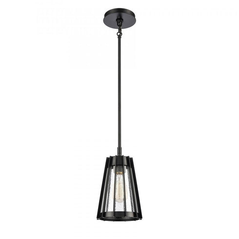 Elk Open Louvers 6.75 Inch Wide 1 Light Mini Pendant in Matte Black Model: 82114/1