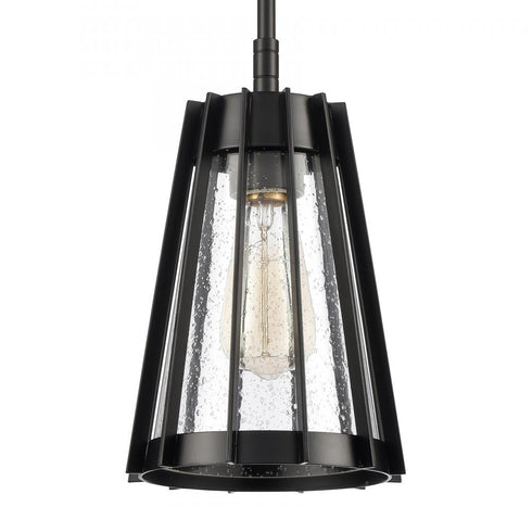 Elk Open Louvers 6.75 Inch Wide 1 Light Mini Pendant in Matte Black Model: 82114/1