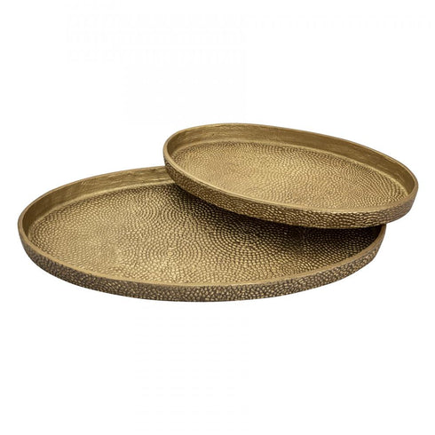 Elk Oval Pebble Tray Set of 2 Brass in Antique Brass Finish Model: H0807-10655/S2