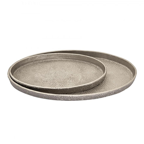 Elk Oval Pebble Tray Set of 2 Nickel in Antique Nickel Finish Model: H0807-10660/S2