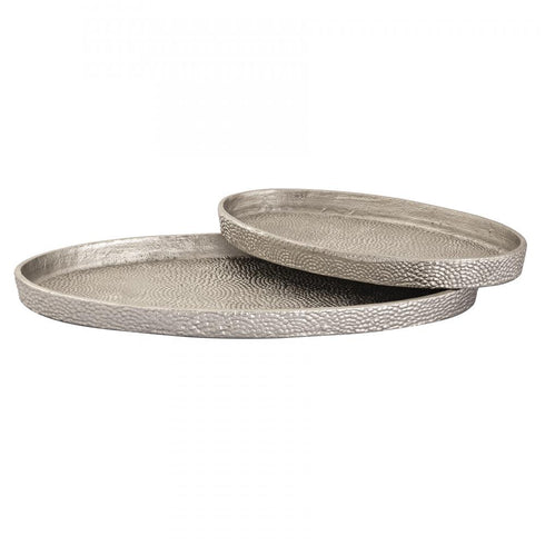 Elk Oval Pebble Tray Set of 2 Nickel in Antique Nickel Finish Model: H0807-10660/S2