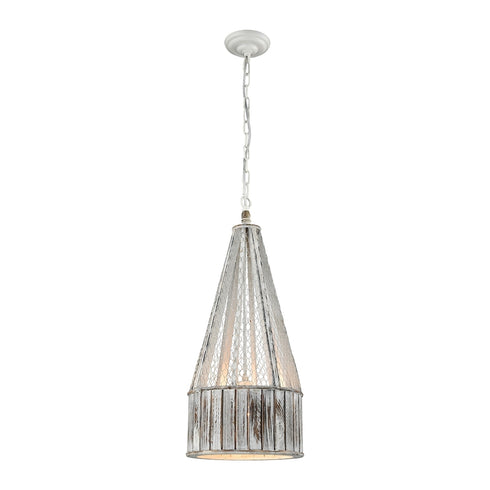 Elk Pennant Point 1 Light MINI PENDANT in Washed Wood Finish Model: D3106