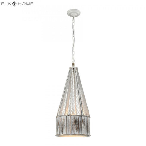 Elk Pennant Point 1 Light MINI PENDANT in Washed Wood Finish Model: D3106