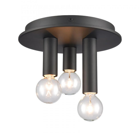 Elk Pepper 8 Inch Wide 3 Light Flush Mount in Matte Black Model: EC89833/3