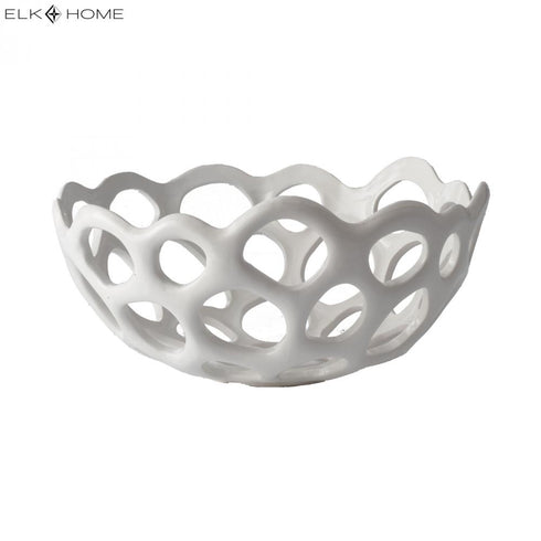 Elk Perforated Porcelian BOWL TRAY in White Finish Model: 724020