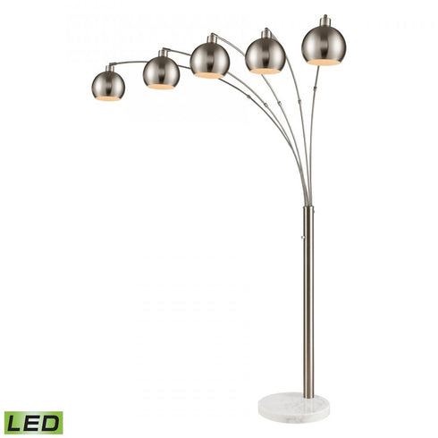 Elk Peterborough 85.5 Inch High 5 Light Floor Lamp in Polished Nickel Includes LED Bulbs Model: 77102-LED