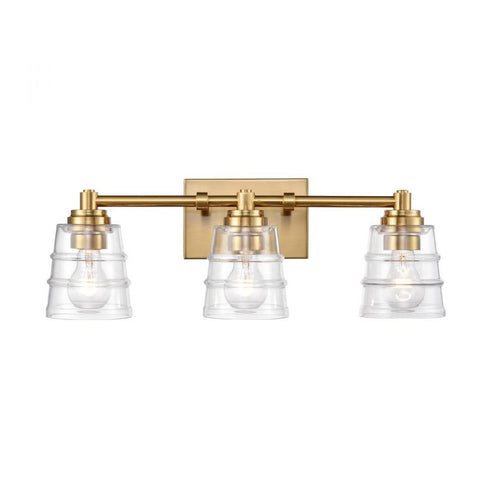 Elk Pulsate 21.5 Inch Wide 3 Light Vanity Light in Satin Brass Model: 67972/3