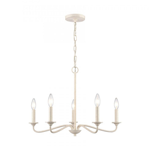Elk Quinn 24 Inch Wide 5 Light Chandelier in Antique White Model: EC89686/5