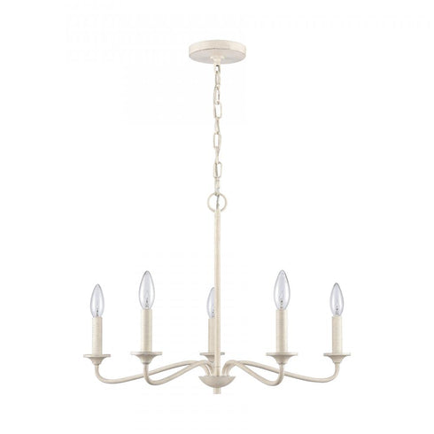 Elk Quinn 24 Inch Wide 5 Light Chandelier in Antique White Model: EC89686/5