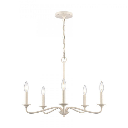 Elk Quinn 24 Inch Wide 5 Light Chandelier in Antique White Model: EC89686/5