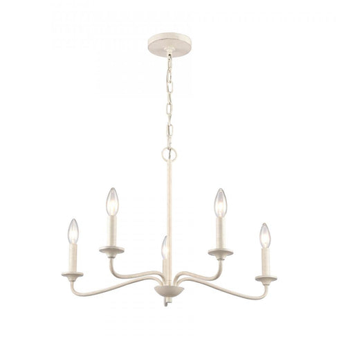 Elk Quinn 24 Inch Wide 5 Light Chandelier in Antique White Model: EC89686/5