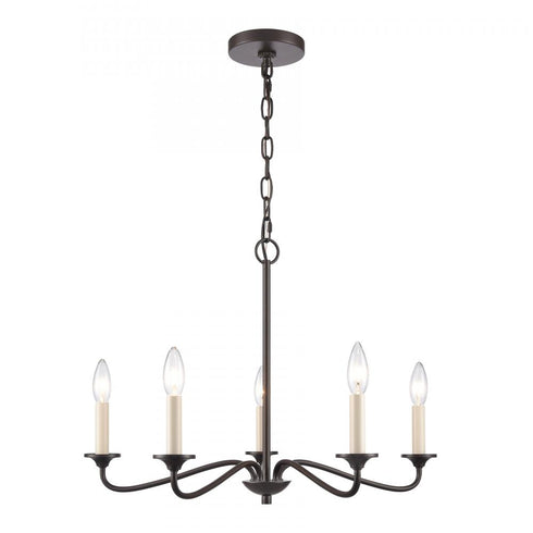 Elk Quinn 24 Inch Wide 5 Light Chandelier in Old Bronze Model: EC89687/5