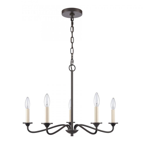 Elk Quinn 24 Inch Wide 5 Light Chandelier in Old Bronze Model: EC89687/5