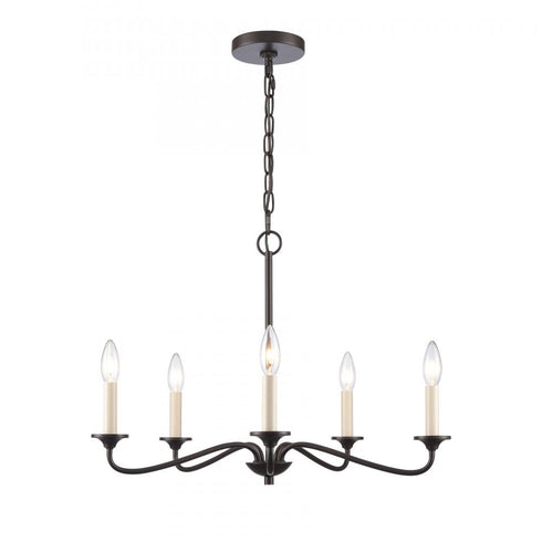 Elk Quinn 24 Inch Wide 5 Light Chandelier in Old Bronze Model: EC89687/5