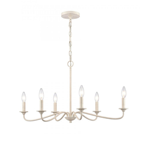 Elk Quinn 30 Inch Wide 6 Light Chandelier in Antique White Model: EC89688/6