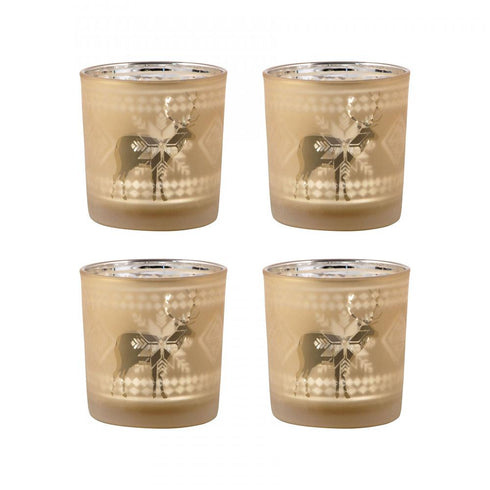 Elk Reindeer Votives Holders (Set of 2) in Antique Gold Finish Model: 209239