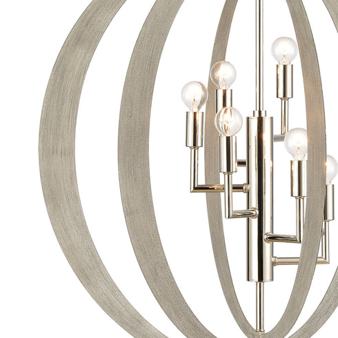 Elk Retro Rings CHANDELIER in Sandy Beechwood Finish Model: 82067/6