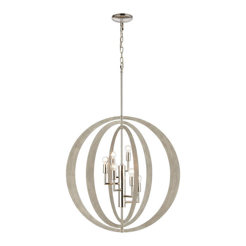 Elk Retro Rings CHANDELIER in Sandy Beechwood Finish Model: 82067/6