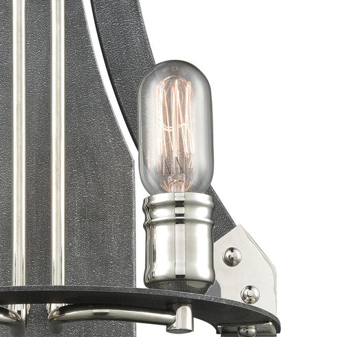 Elk Riveted Plate 2 Light SCONCE in Silverdust Iron Polished Nickel Polished Nickel Finish Model: 15230/2