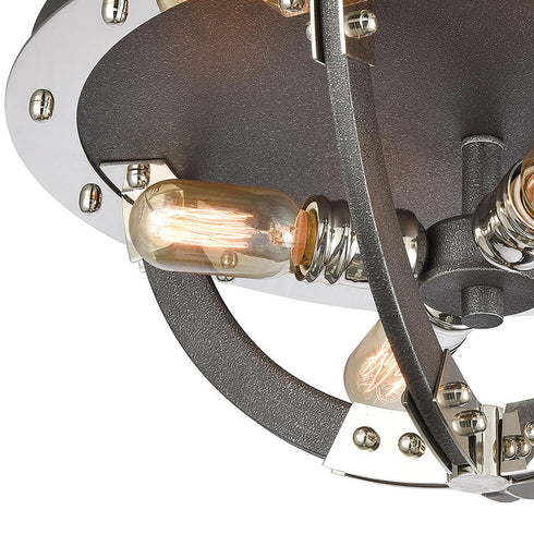 Elk Riveted Plate FLUSH MOUNT in Silverdust Iron Finish Model: 15233/4