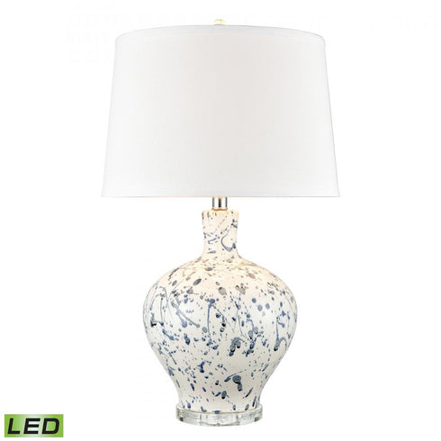 Elk Rueben Crescent 27 Inch High 1 Light Table Lamp Blue Includes LED Bulb in White Finish Model: H0019-8030-LED