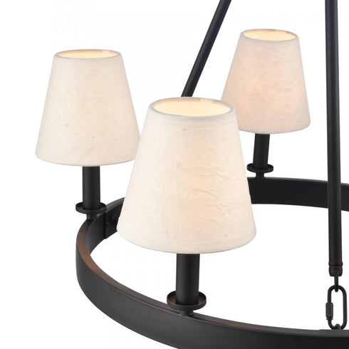 Elk Rydell 24.5 Inch Wide 5 Light Chandelier in Matte Black and Parchment Model: EC89766/5
