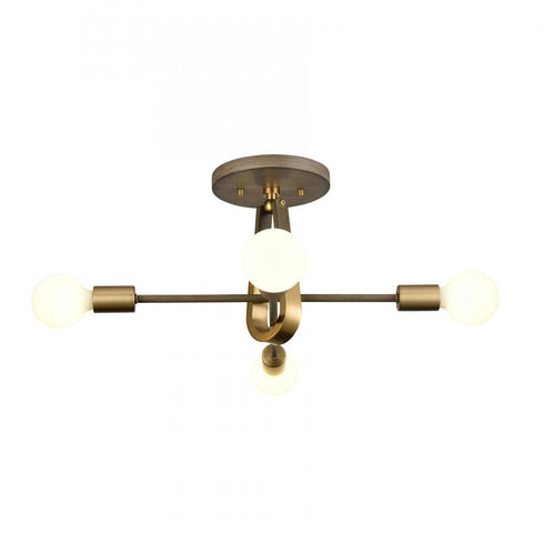 Elk Sabine 20 Inch Wide 4 Light Semi Flush Mount Pecan with Brushed Gold Model: 69324/4