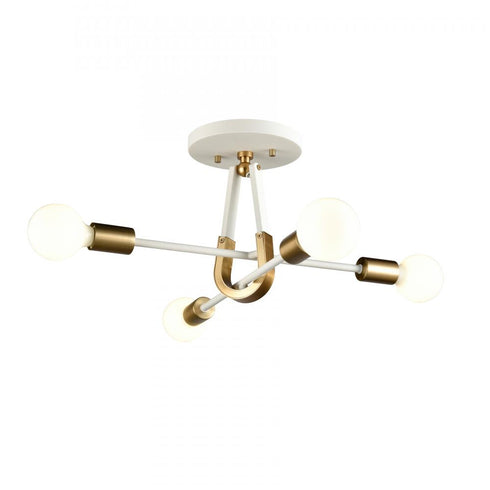 Elk Sabine 20 Inch Wide 4 Light Semi Flush Mount Textured White with Brushed Gold Model: 69314/4