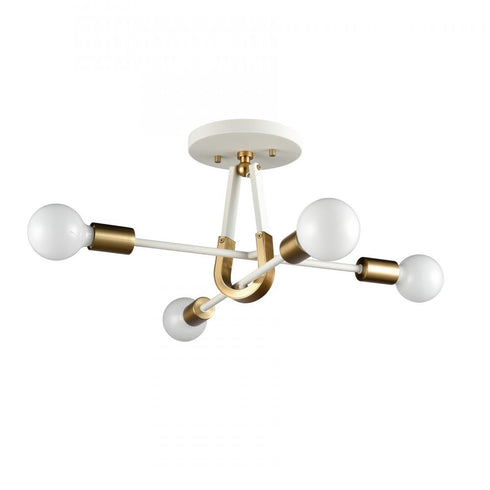 Elk Sabine 20 Inch Wide 4 Light Semi Flush Mount Textured White with Brushed Gold Model: 69314/4
