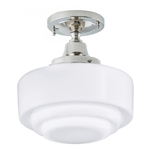 Elk Schoolhouse 9.5 Inch Wide 1 Light Semi Flush Mount in Polished Nickel Model: 5361F-PN-ST