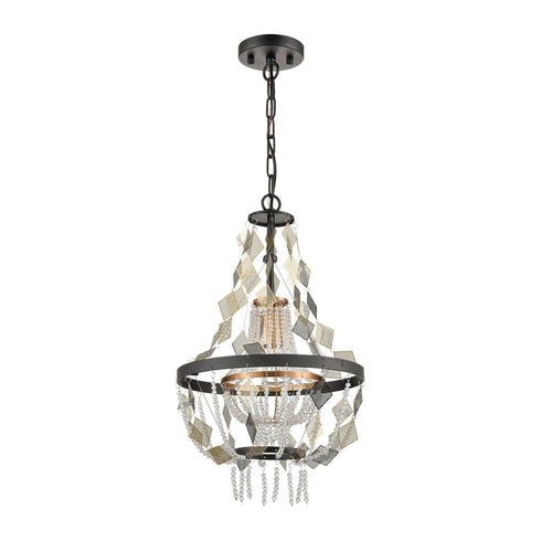 Elk Selene 1 Light CHANDELIER in Matte Black Satin Brass Clear Satin Brass Clear Finish Model: D4715