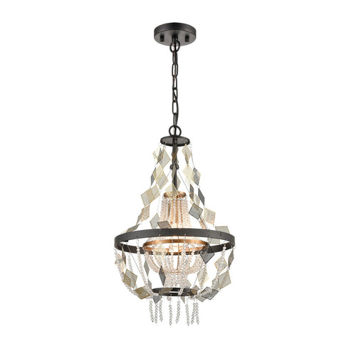 Elk Selene 1 Light CHANDELIER in Matte Black Satin Brass Clear Satin Brass Clear Finish Model: D4715