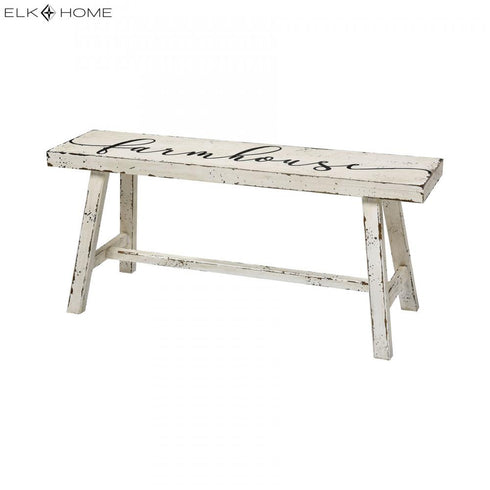 Elk Seta Spell BENCH OTTOMAN in Aged White Finish Model: 351-10726