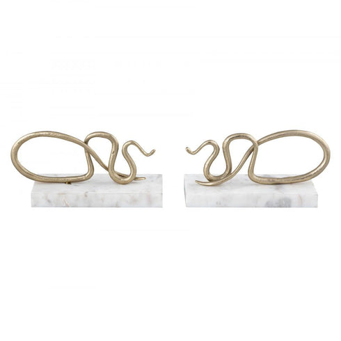 Elk Snake Bookend Set of 2 in Polished Brass Model: H0897-10932/S2