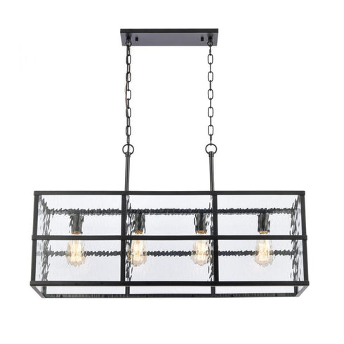 Elk Solace 34 Inch Wide 4 Light Linear Chandelier in Matte Black Model: 82077/4