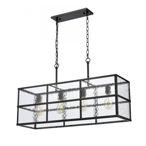 Elk Solace 34 Inch Wide 4 Light Linear Chandelier in Matte Black Model: 82077/4