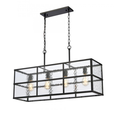 Elk Solace 34 Inch Wide 4 Light Linear Chandelier in Matte Black Model: 82077/4