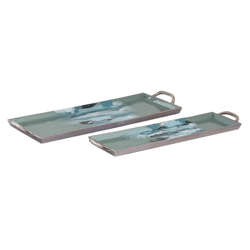 Elk Spindrift Tray Set of 2 in Seafoam Green Enamel Model: S0807-11355/S2