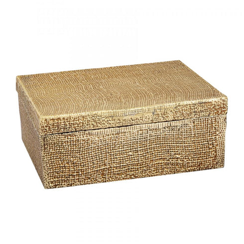 Elk Square Linen Texture Box Large Brass in Antique Brass Finish Model: H0807-10662