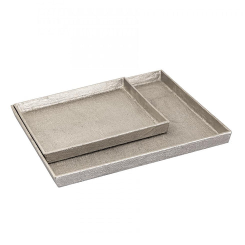 Elk Square Linen Texture Tray Set of 2 Nickel in Antique Nickel Finish Model: H0807-10661/S2