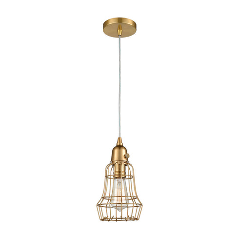 Elk Squashcourt 1 Light MINI PENDANT in Aged Brass Finish Model: D4033