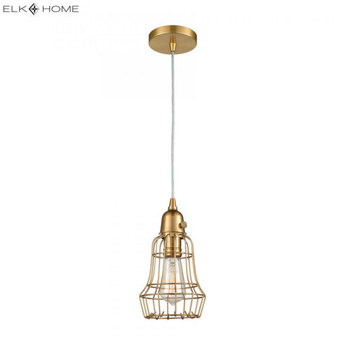 Elk Squashcourt 1 Light MINI PENDANT in Aged Brass Finish Model: D4033